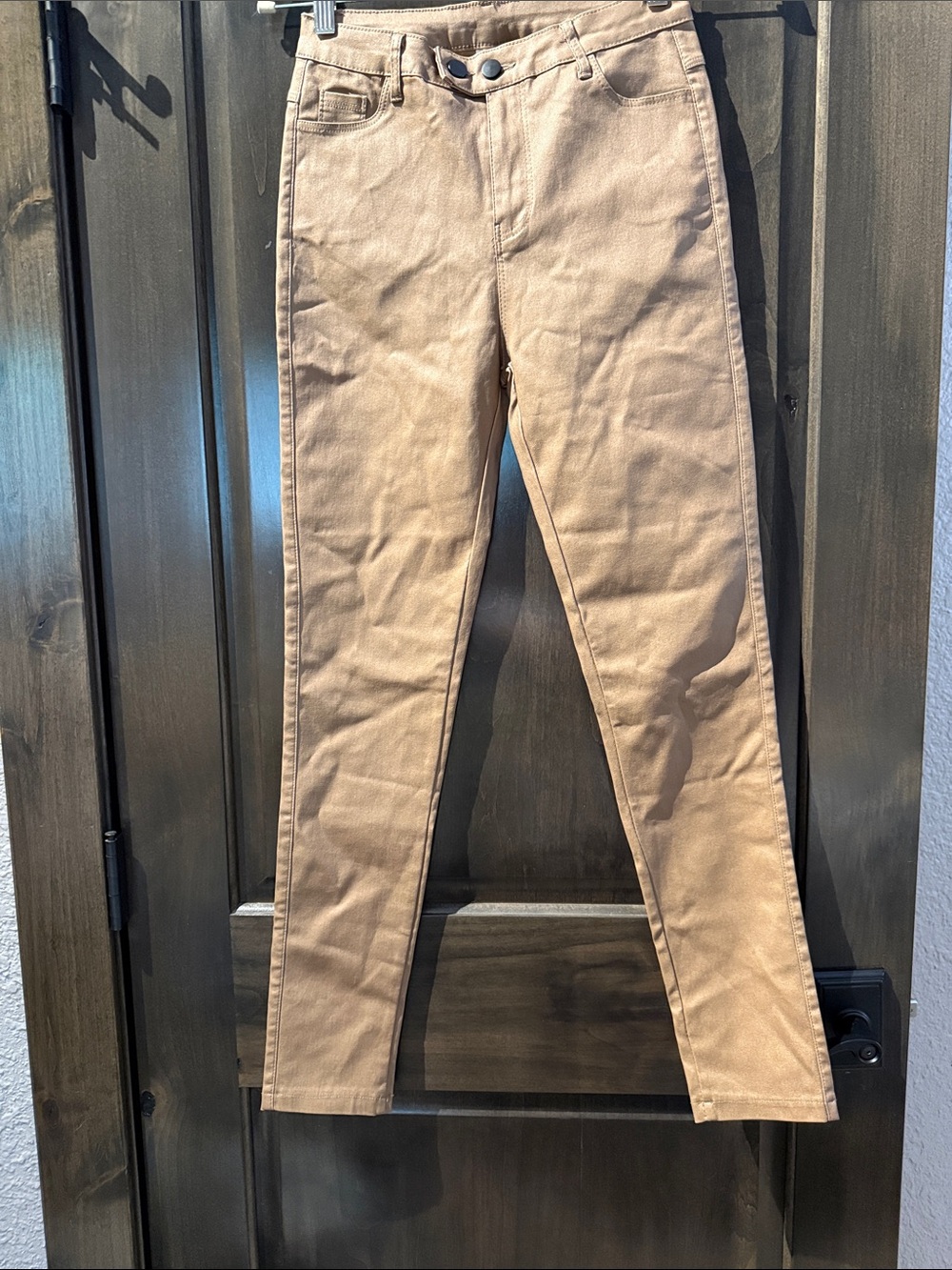 Tan Slim Stretch High-Rise Pants